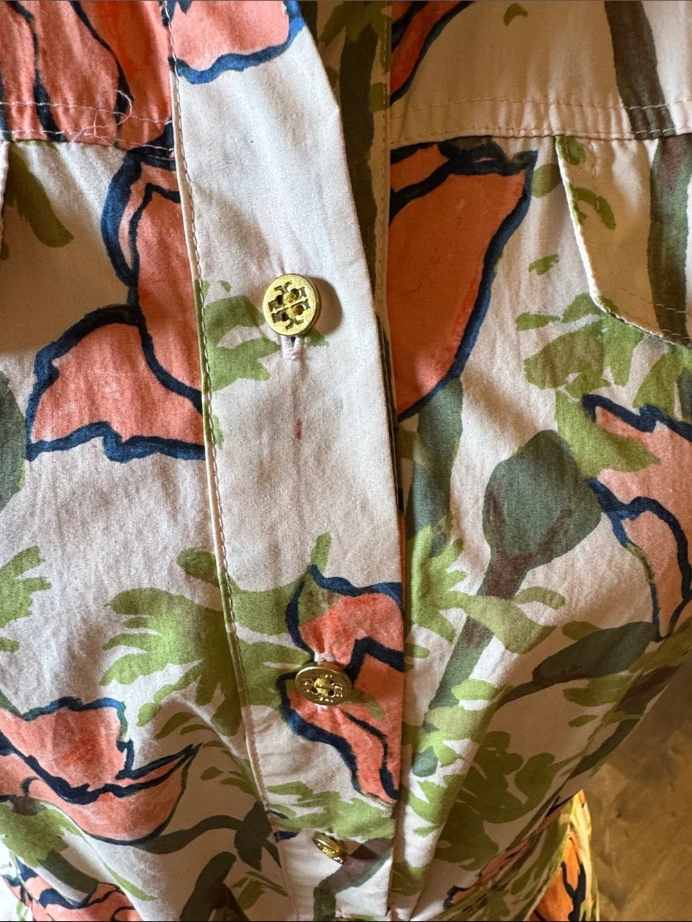 Tory Burch Poplin Shirtdress Pink Poppies size 14 belted